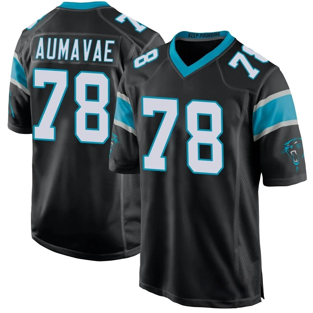 Men's Carolina Panthers Popo Aumavae Nike Team Color Game Black Jersey Men's Carolina Panthers Popo Aumavae Nike Team Color Game Black Jersey