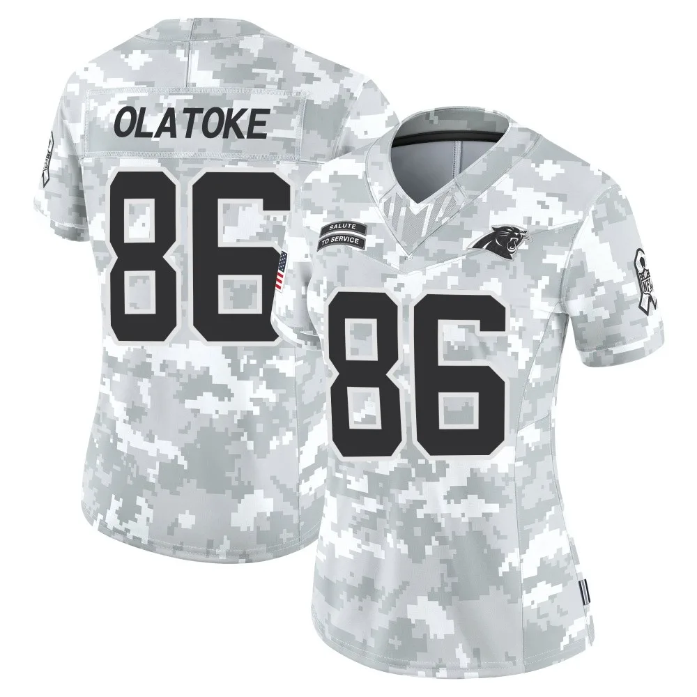 Women's Carolina Panthers Praise Olatoke Nike 2024 Salute to Service Limited Arctic Camo Jersey Women's Carolina Panthers Praise Olatoke Nike 2024 Salute to Service Limited Arctic Camo Jersey