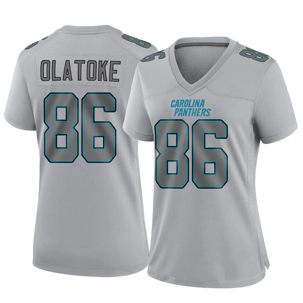 Women's Carolina Panthers Praise Olatoke Nike Atmosphere Fashion Game Gray Jersey Women's Carolina Panthers Praise Olatoke Nike Atmosphere Fashion Game Gray Jersey