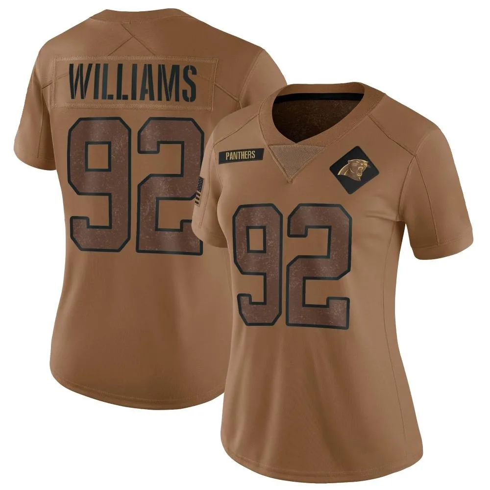 Women's Carolina Panthers Raequan Williams Nike 2023 Salute To Service Limited Brown Jersey Women's Carolina Panthers Raequan Williams Nike 2023 Salute To Service Limited Brown Jersey