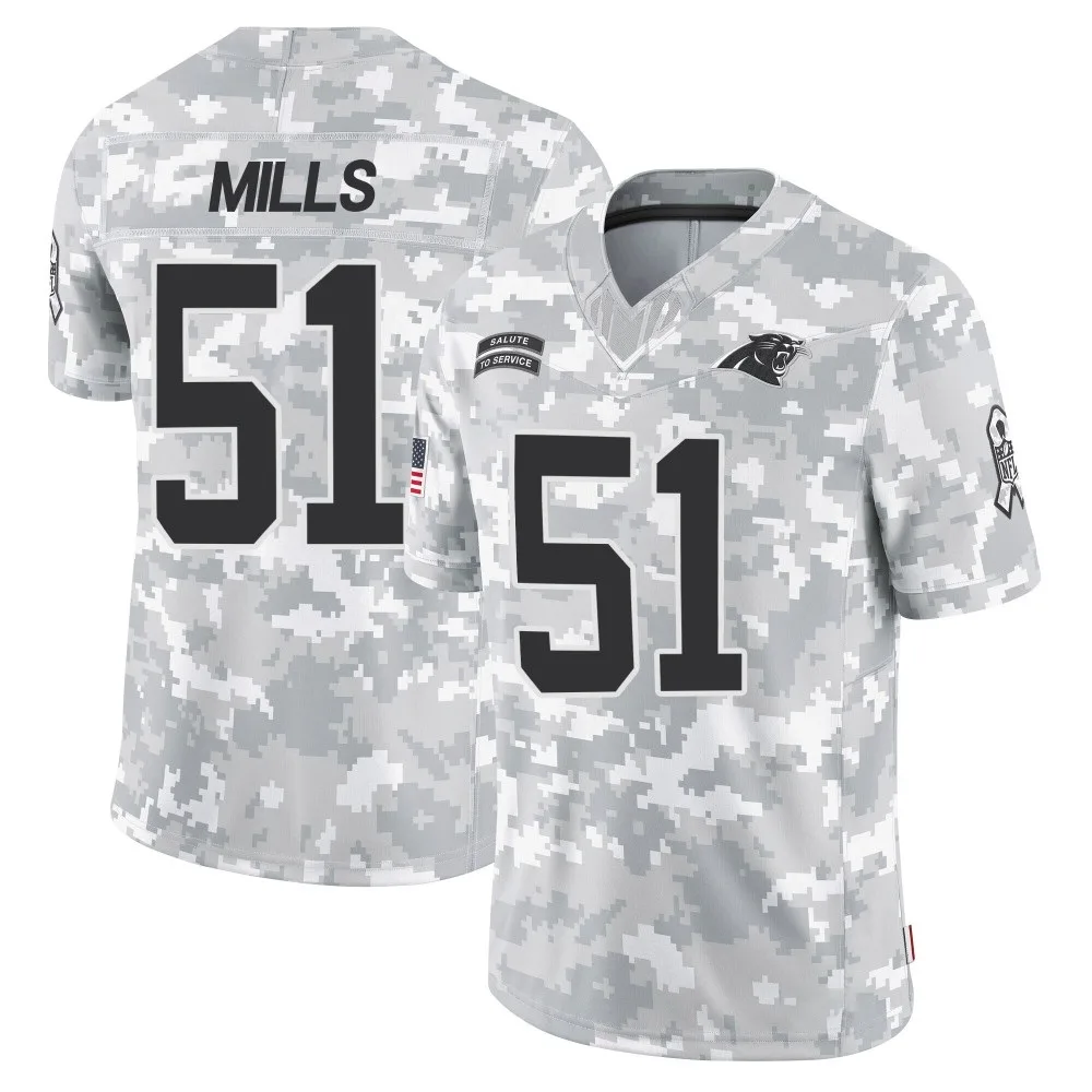 Men's Carolina Panthers Sam Mills Nike 2024 Salute to Service Limited Arctic Camo Jersey Men's Carolina Panthers Sam Mills Nike 2024 Salute to Service Limited Arctic Camo Jersey