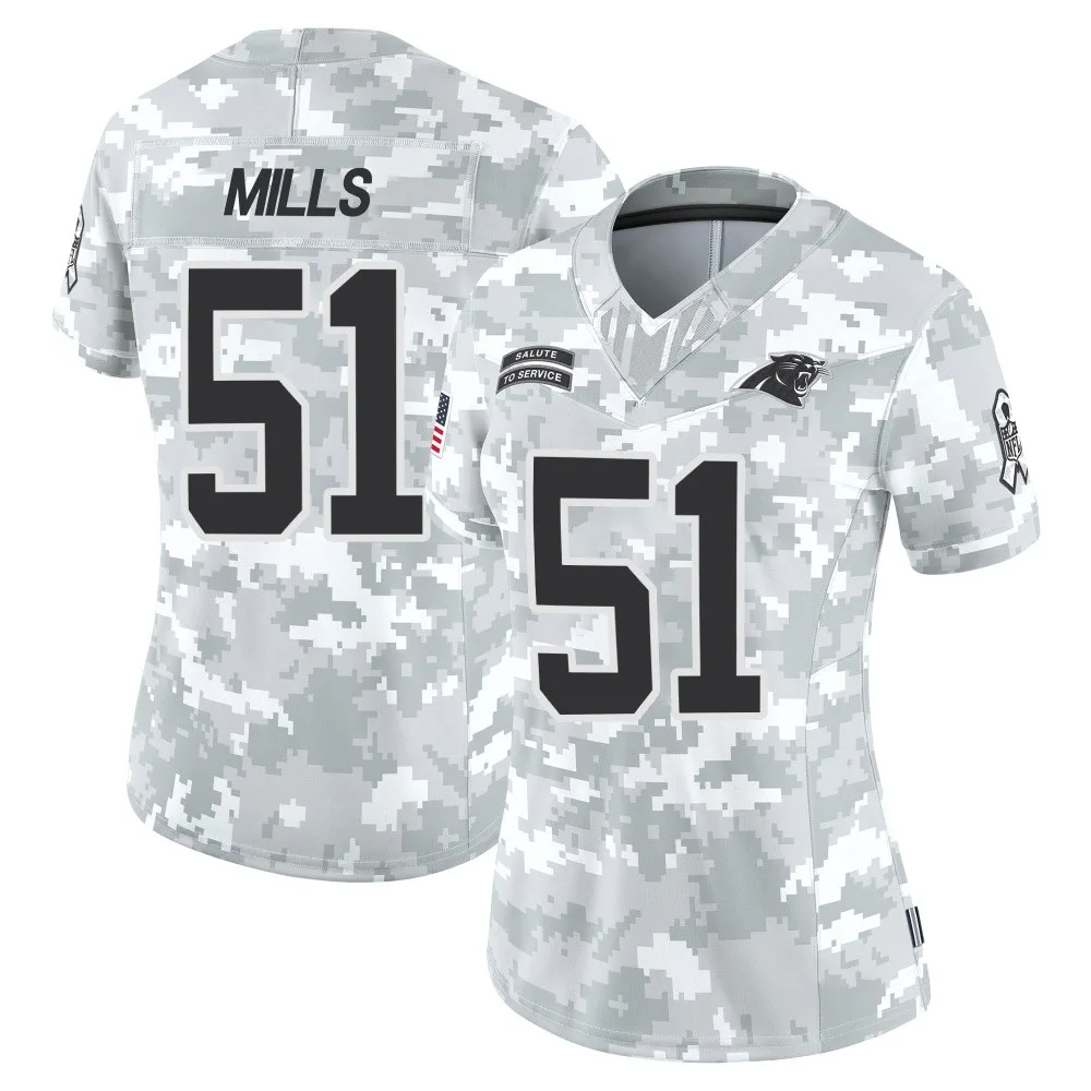 Women's Carolina Panthers Sam Mills Nike 2024 Salute to Service Limited Arctic Camo Jersey Women's Carolina Panthers Sam Mills Nike 2024 Salute to Service Limited Arctic Camo Jersey