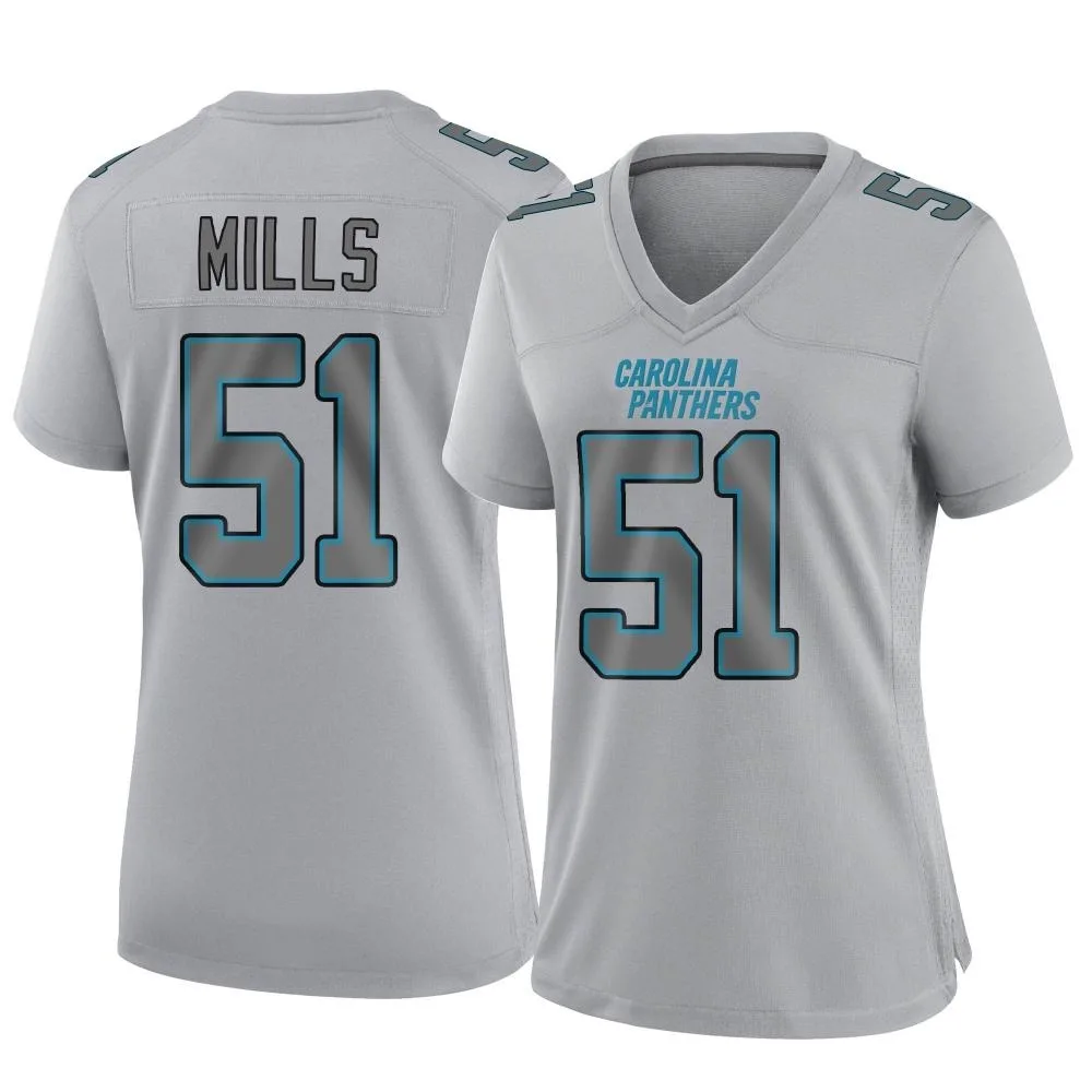 Women's Carolina Panthers Sam Mills Nike Atmosphere Fashion Game Gray Jersey Women's Carolina Panthers Sam Mills Nike Atmosphere Fashion Game Gray Jersey