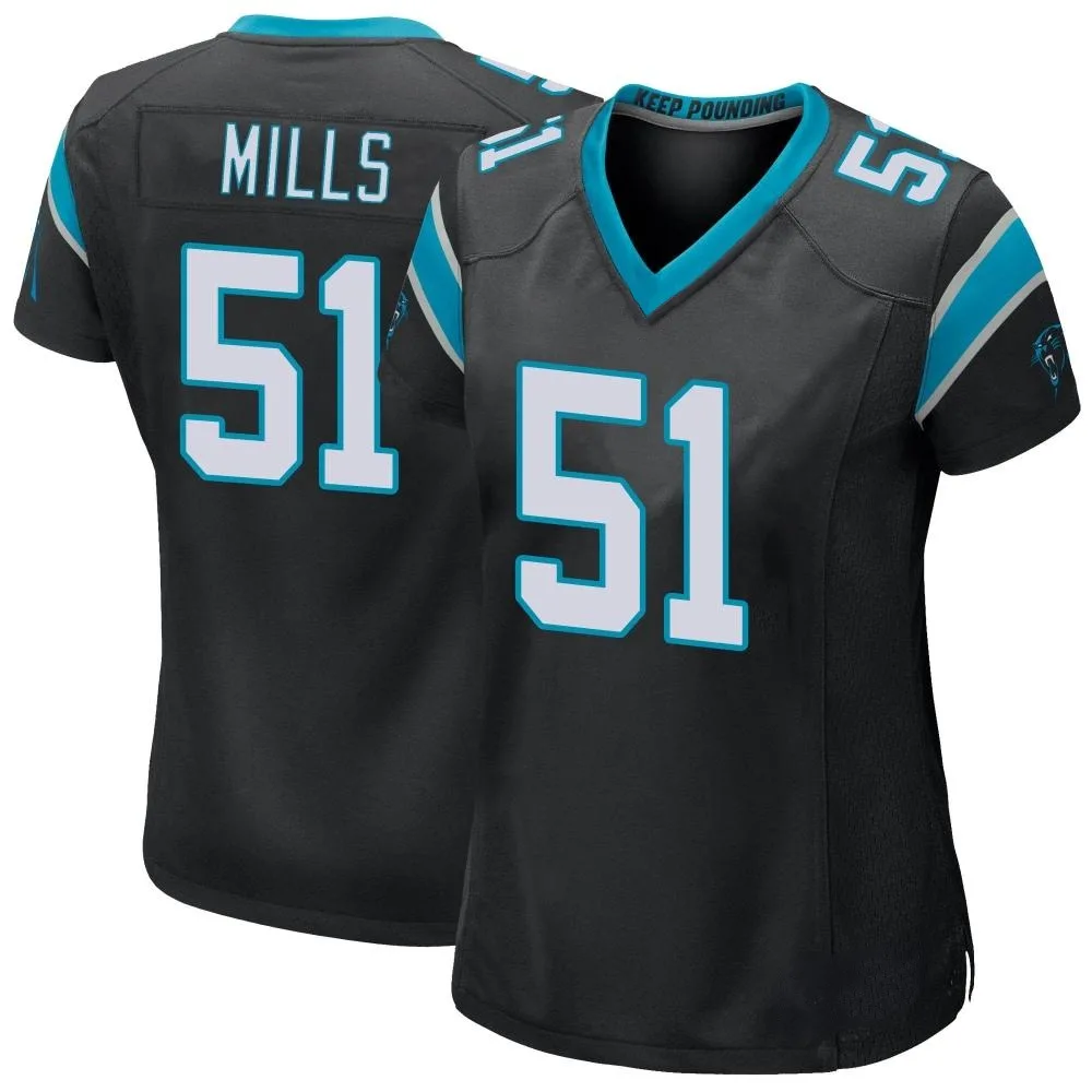 Women's Carolina Panthers Sam Mills Nike Team Color Game Black Jersey Women's Carolina Panthers Sam Mills Nike Team Color Game Black Jersey