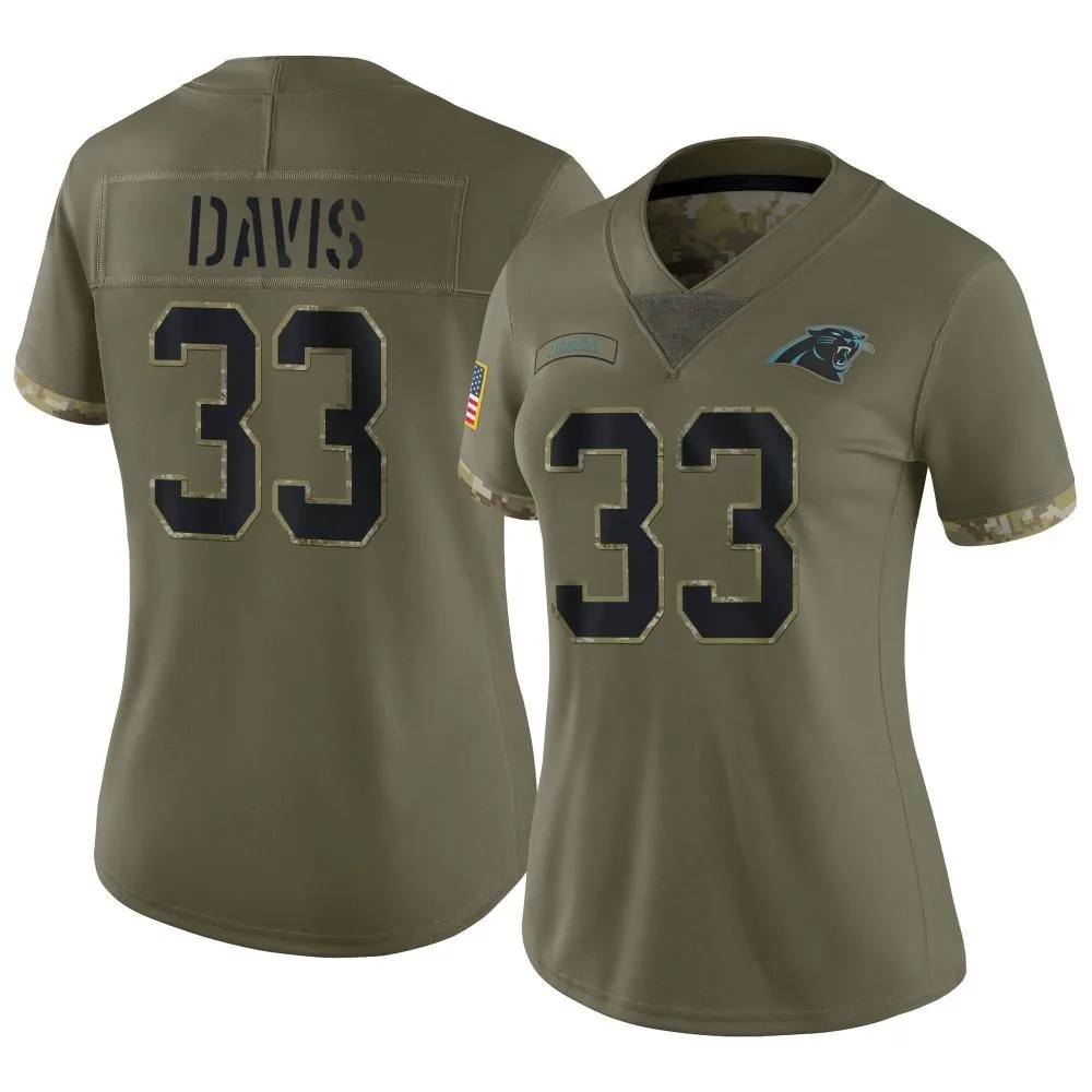 Women's Carolina Panthers Tae Davis Nike 2022 Salute To Service Limited Olive Jersey Women's Carolina Panthers Tae Davis Nike 2022 Salute To Service Limited Olive Jersey