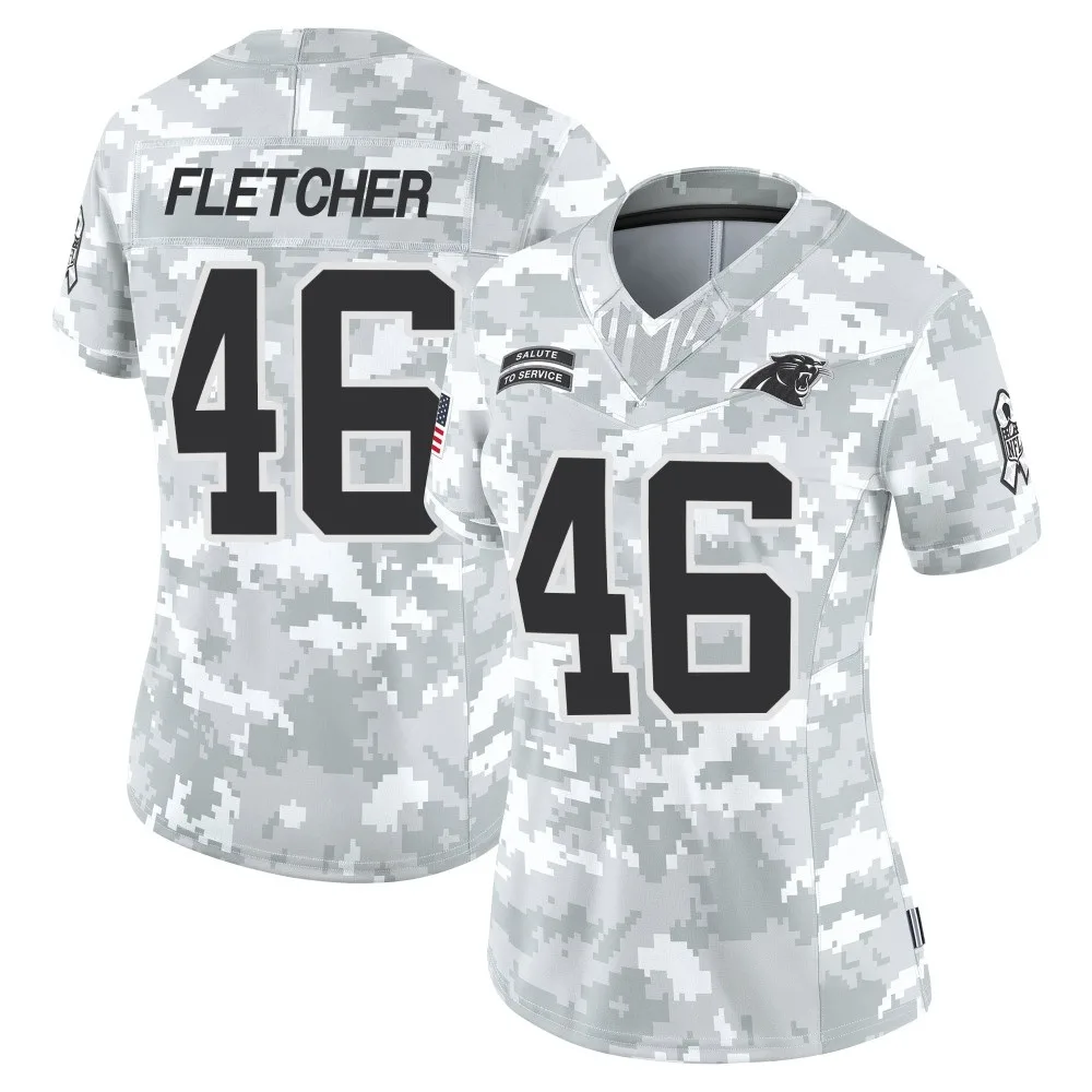 Women's Carolina Panthers Thomas Fletcher Nike 2024 Salute to Service Limited Arctic Camo Jersey Women's Carolina Panthers Thomas Fletcher Nike 2024 Salute to Service Limited Arctic Camo Jersey