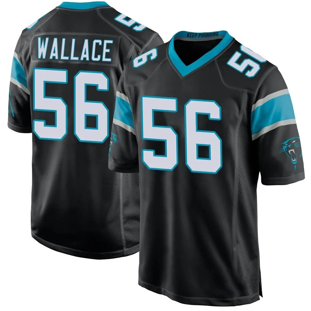Men's Carolina Panthers Trevin Wallace Nike Team Color Game Black Jersey Men's Carolina Panthers Trevin Wallace Nike Team Color Game Black Jersey