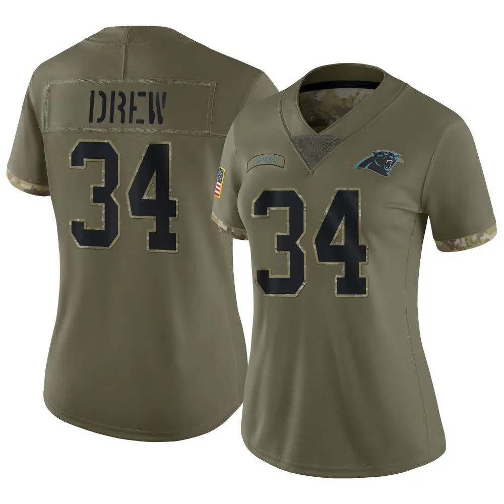 Women's Carolina Panthers Willie Drew Nike 2022 Salute To Service Limited Olive Jersey Women's Carolina Panthers Willie Drew Nike 2022 Salute To Service Limited Olive Jersey