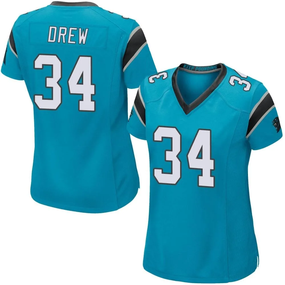Women's Carolina Panthers Willie Drew Nike Alternate Game Blue Jersey Women's Carolina Panthers Willie Drew Nike Alternate Game Blue Jersey