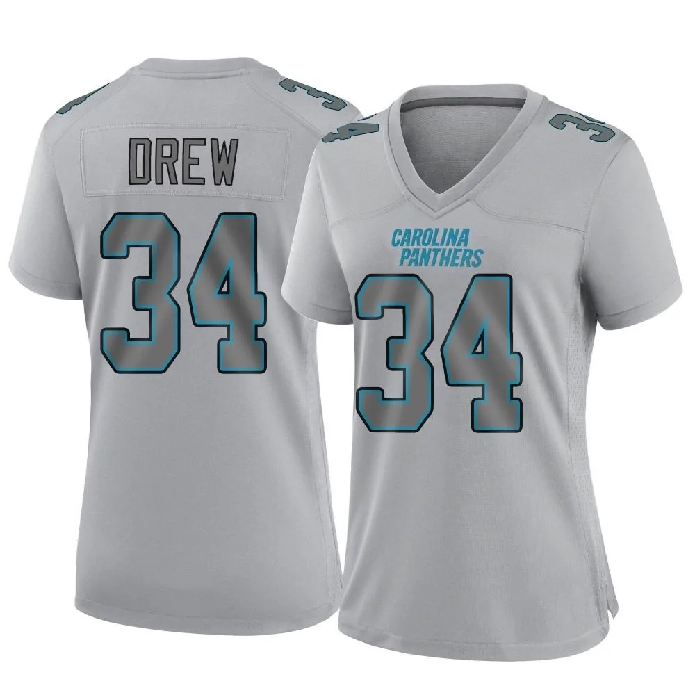 Women's Carolina Panthers Willie Drew Nike Atmosphere Fashion Game Gray Jersey Women's Carolina Panthers Willie Drew Nike Atmosphere Fashion Game Gray Jersey