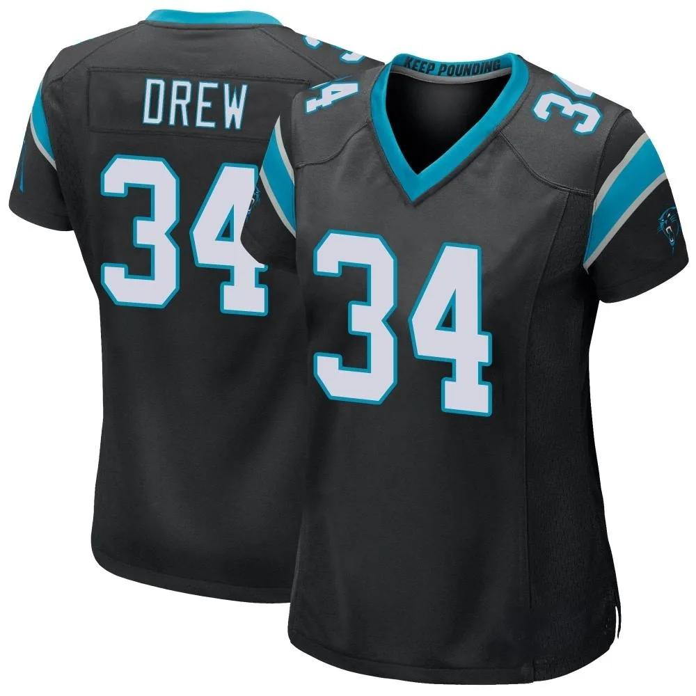 Women's Carolina Panthers Willie Drew Nike Team Color Game Black Jersey Women's Carolina Panthers Willie Drew Nike Team Color Game Black Jersey