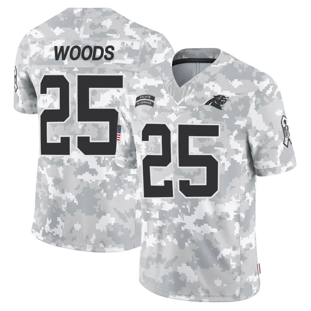 Men's Carolina Panthers Xavier Woods Nike 2024 Salute to Service Limited Arctic Camo Jersey Men's Carolina Panthers Xavier Woods Nike 2024 Salute to Service Limited Arctic Camo Jersey