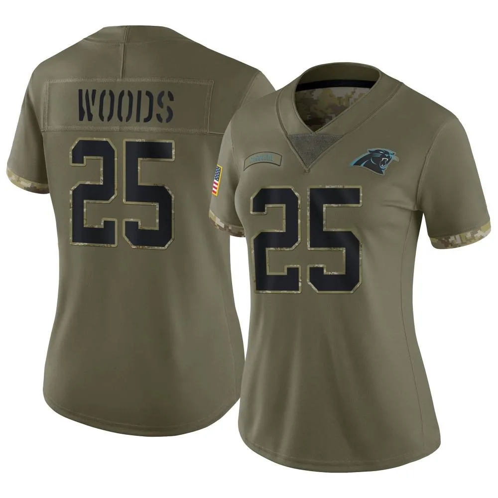 Women's Carolina Panthers Xavier Woods Nike 2022 Salute To Service Limited Olive Jersey Women's Carolina Panthers Xavier Woods Nike 2022 Salute To Service Limited Olive Jersey