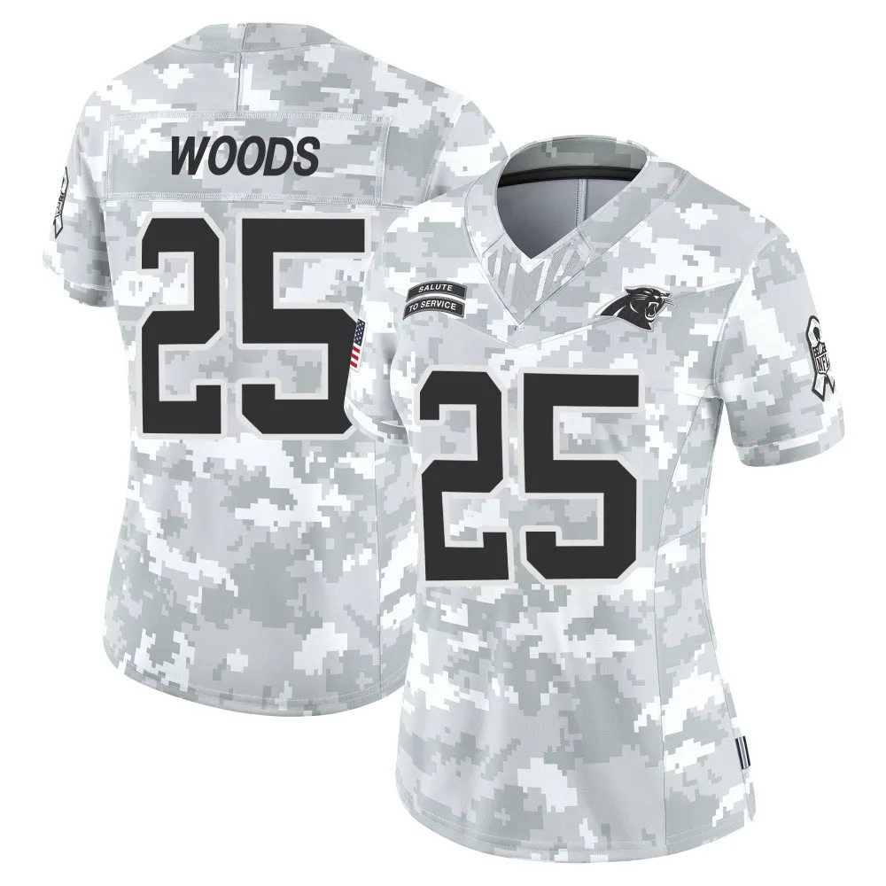 Women's Carolina Panthers Xavier Woods Nike 2024 Salute to Service Limited Arctic Camo Jersey Women's Carolina Panthers Xavier Woods Nike 2024 Salute to Service Limited Arctic Camo Jersey