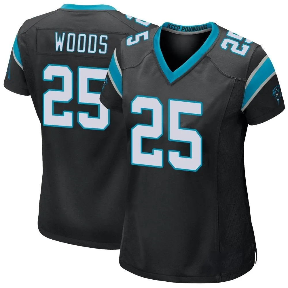 Women's Carolina Panthers Xavier Woods Nike Team Color Game Black Jersey Women's Carolina Panthers Xavier Woods Nike Team Color Game Black Jersey